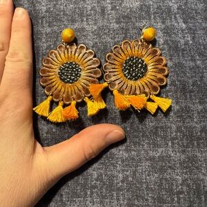 Myra Bag Sunflower Earrings - Yellow and Brown